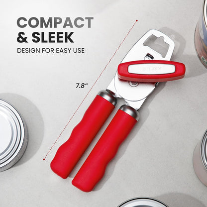 Manual Can Opener Heavy Duty Patented Stainless Steel, Ruby - Colors A