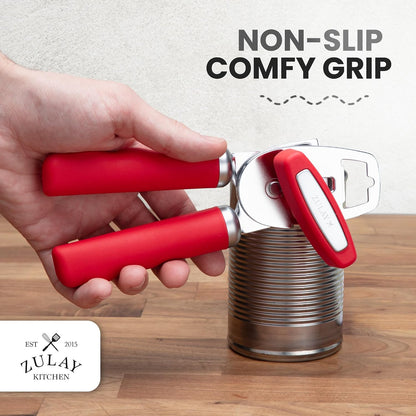 Manual Can Opener Heavy Duty Patented Stainless Steel, Ruby - Colors A