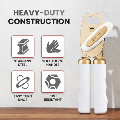 Manual Can Opener Heavy Duty Patented Stainless Steel, Ruby - Colors A