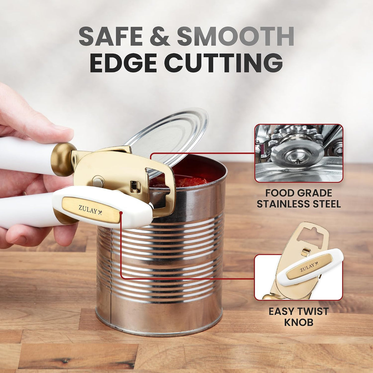Manual Can Opener Heavy Duty Patented Stainless Steel, Ruby - Colors A