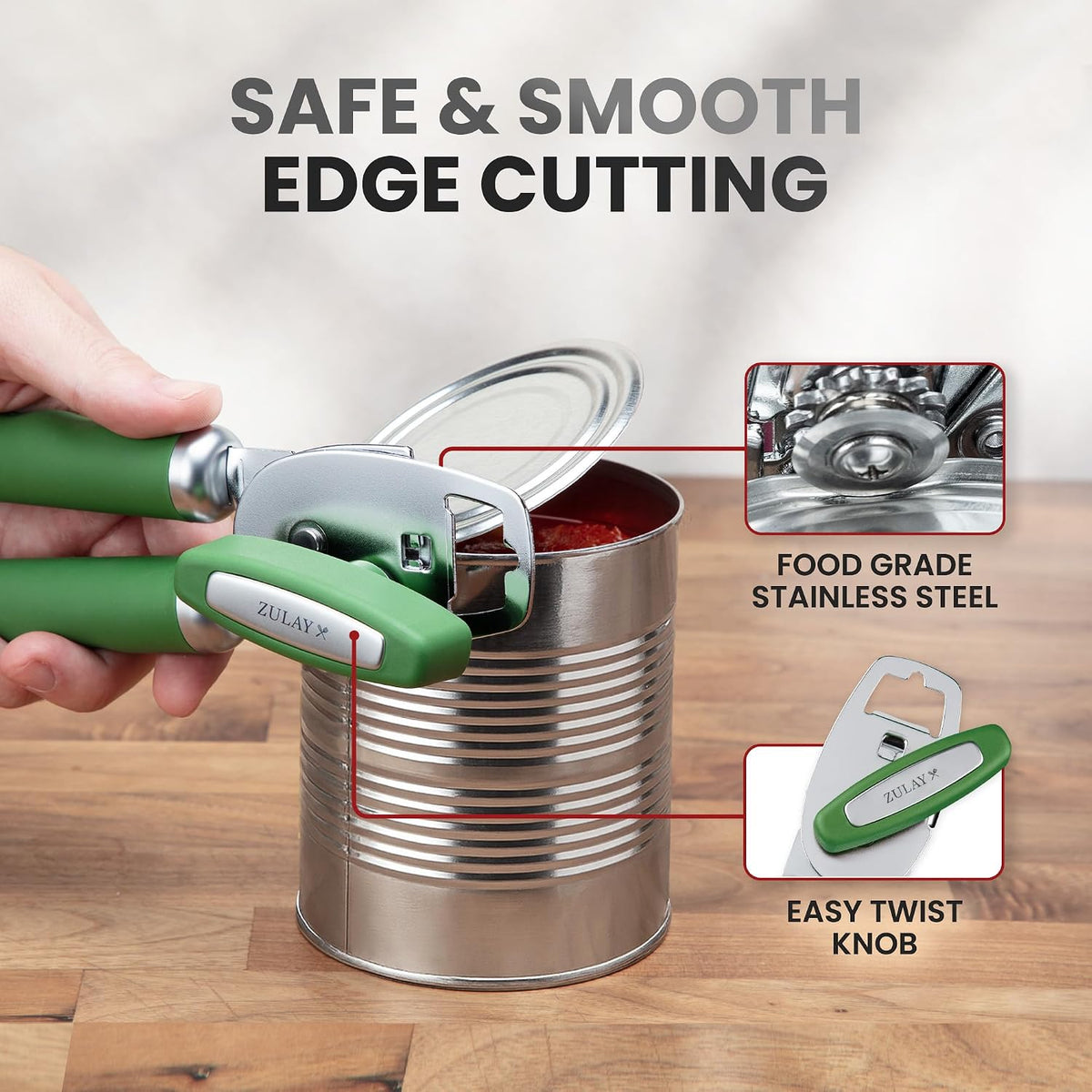 Manual Can Opener Heavy Duty Patented Stainless Steel, Ruby - Colors A