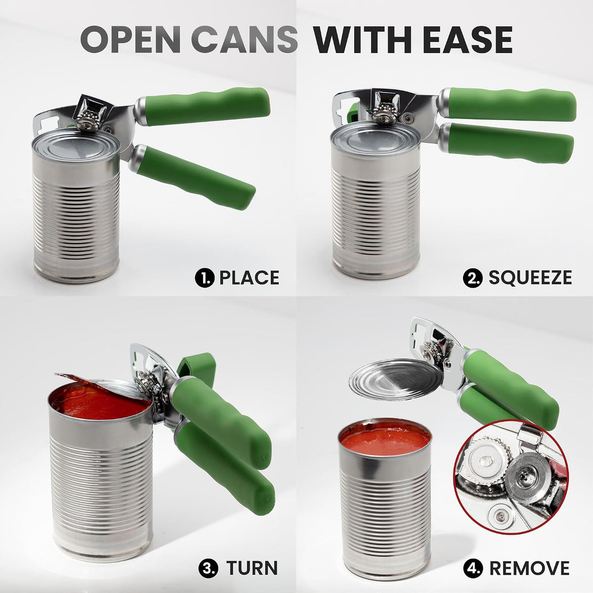 Manual Can Opener Heavy Duty Patented Stainless Steel, Ruby - Colors A