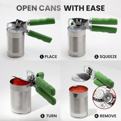 Manual Can Opener Heavy Duty Patented Stainless Steel, Ruby - Colors A