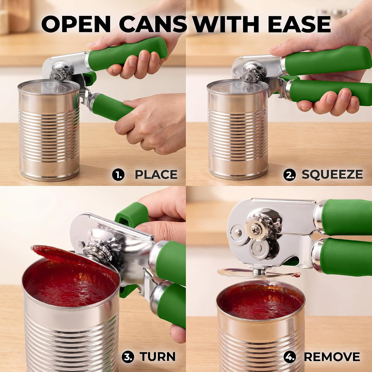 Manual Can Opener Heavy Duty Patented Stainless Steel, Ruby - Colors A