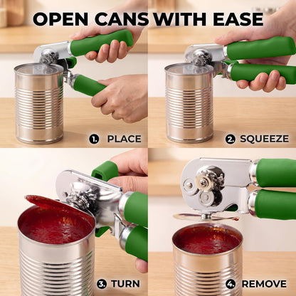 Manual Can Opener Heavy Duty Patented Stainless Steel, Ruby - Colors A