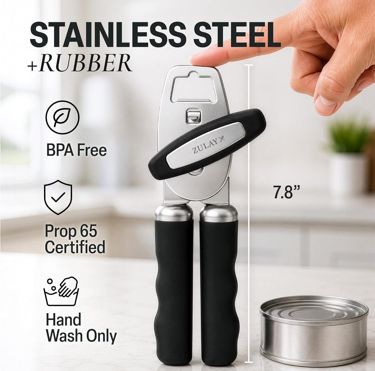Manual Can Opener Heavy Duty Patented Stainless Steel, Ruby - Colors A
