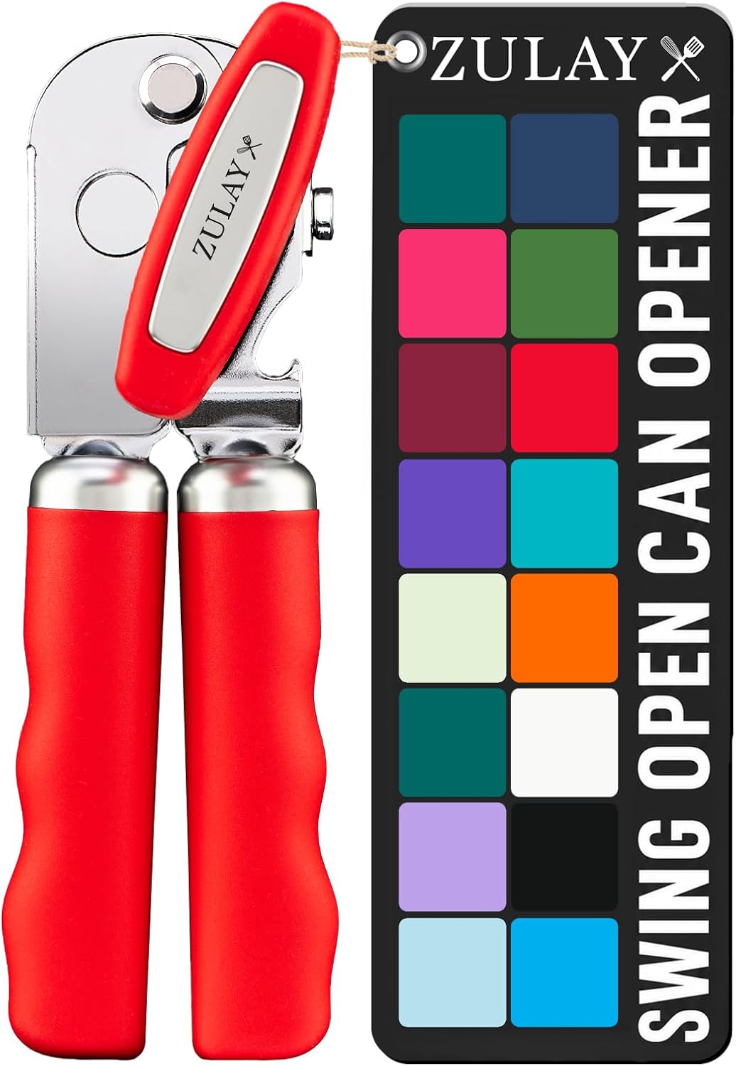 Manual Can Opener Heavy Duty Patented Stainless Steel, Ruby - Colors A