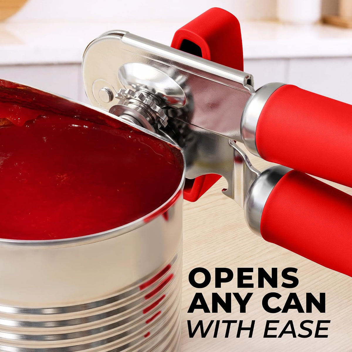 Manual Can Opener Heavy Duty Patented Stainless Steel, Ruby - Colors A