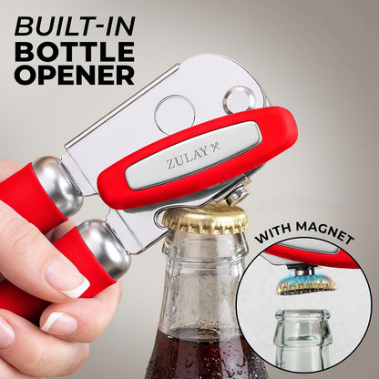 Manual Can Opener Heavy Duty Patented Stainless Steel, Ruby - Colors A