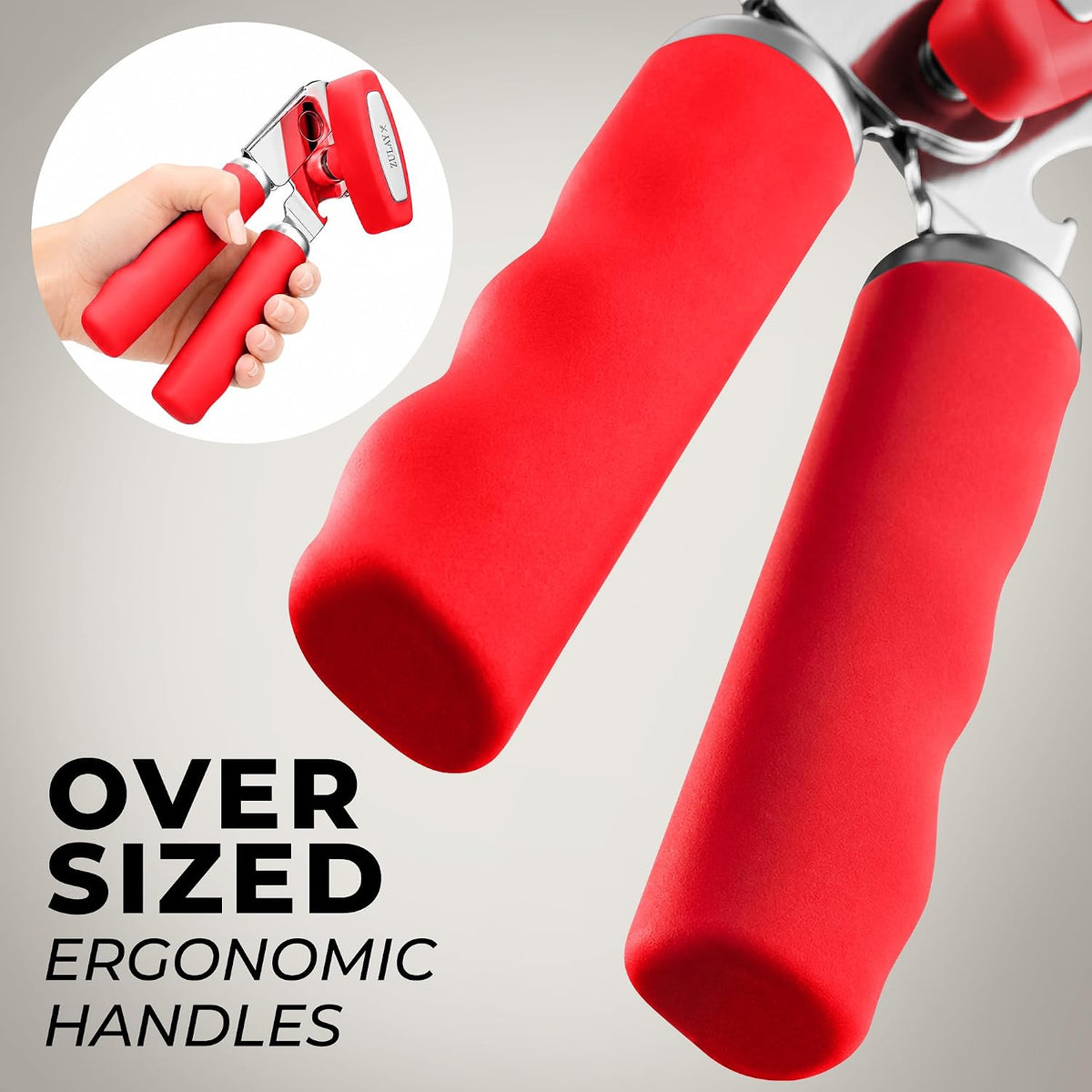 Manual Can Opener Heavy Duty Patented Stainless Steel, Ruby - Colors A