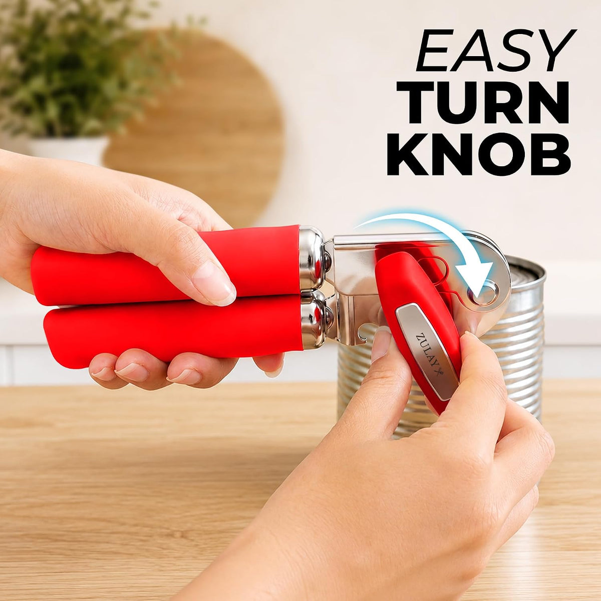 Manual Can Opener Heavy Duty Patented Stainless Steel, Ruby - Colors A