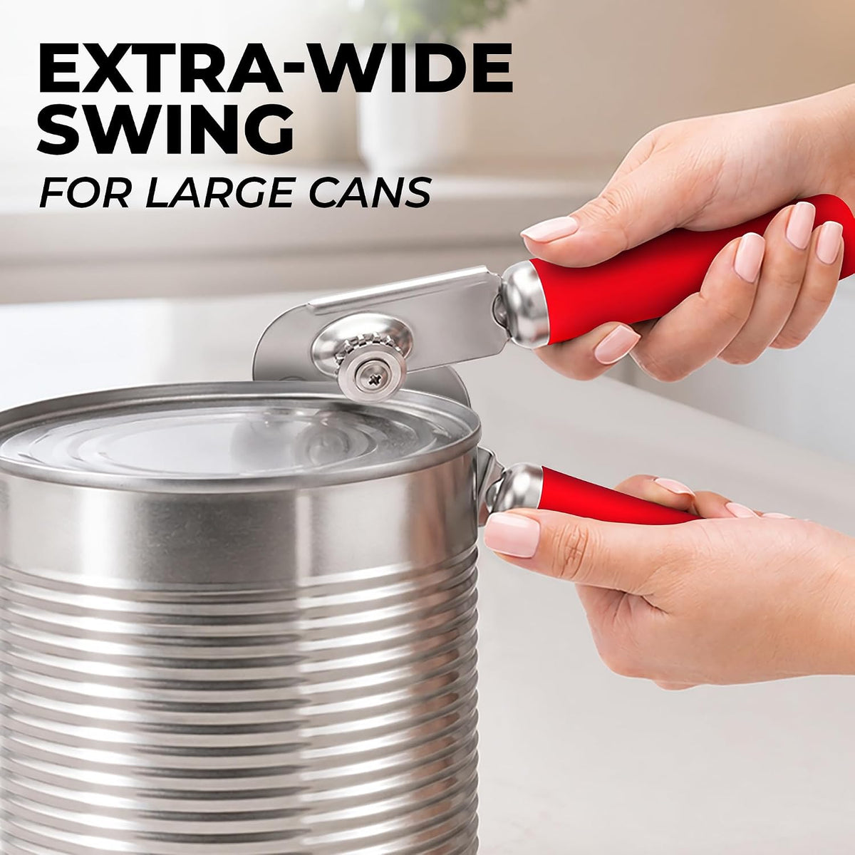Manual Can Opener Heavy Duty Patented Stainless Steel, Ruby - Colors A