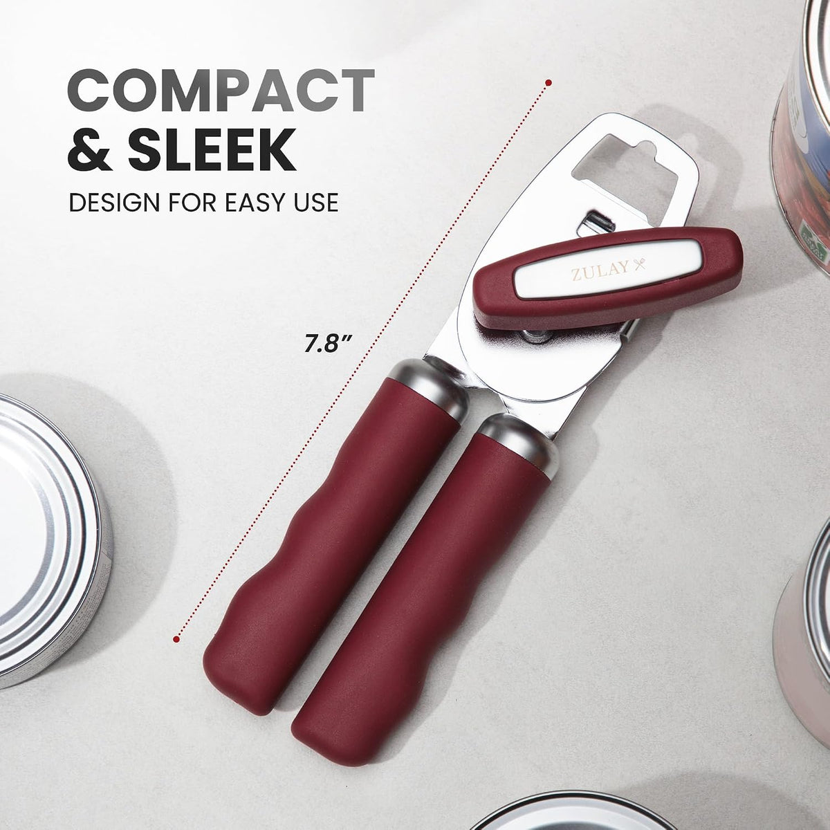 Manual Can Opener Heavy Duty Patented Stainless Steel, Ruby - Colors A