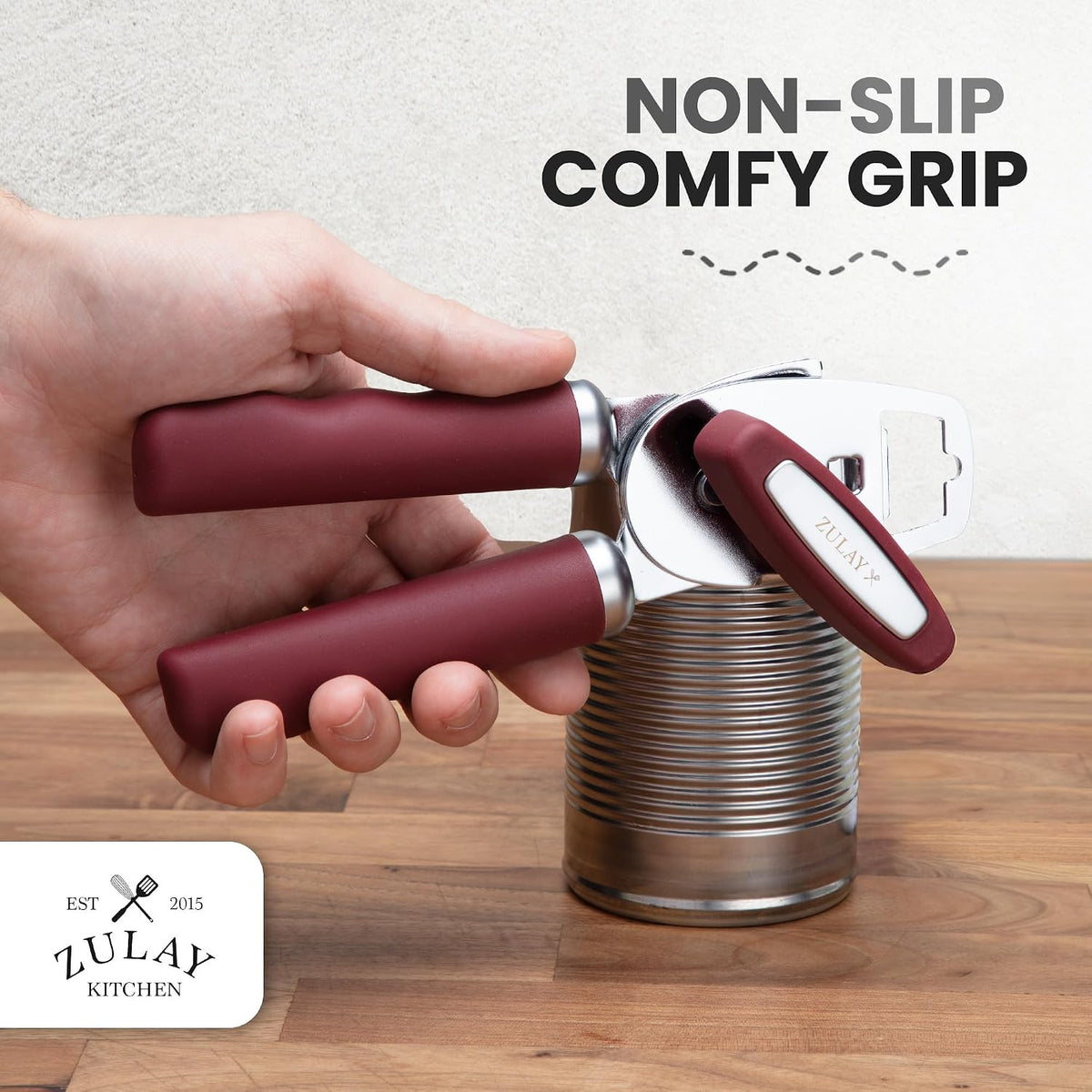 Manual Can Opener Heavy Duty Patented Stainless Steel, Ruby - Colors A