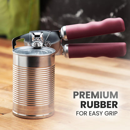 Manual Can Opener Heavy Duty Patented Stainless Steel, Ruby - Colors A