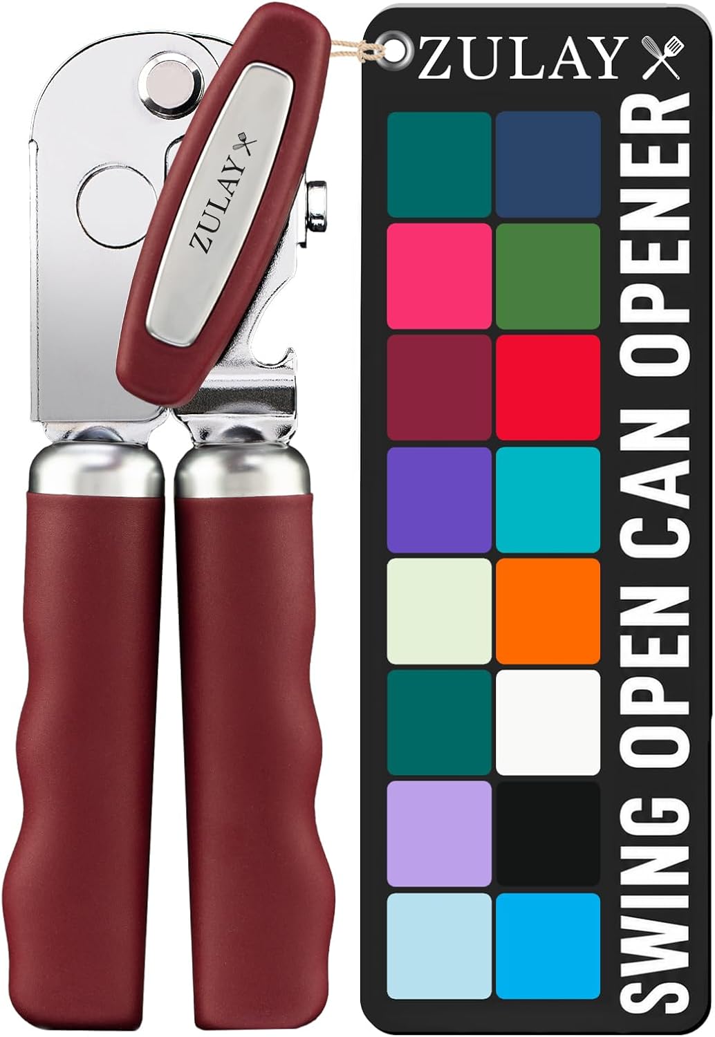 Manual Can Opener Heavy Duty Patented Stainless Steel, Ruby - Colors A