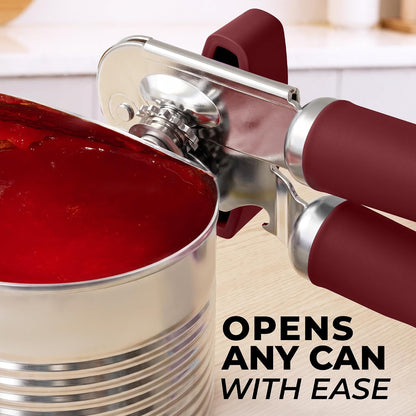 Manual Can Opener Heavy Duty Patented Stainless Steel, Ruby - Colors A