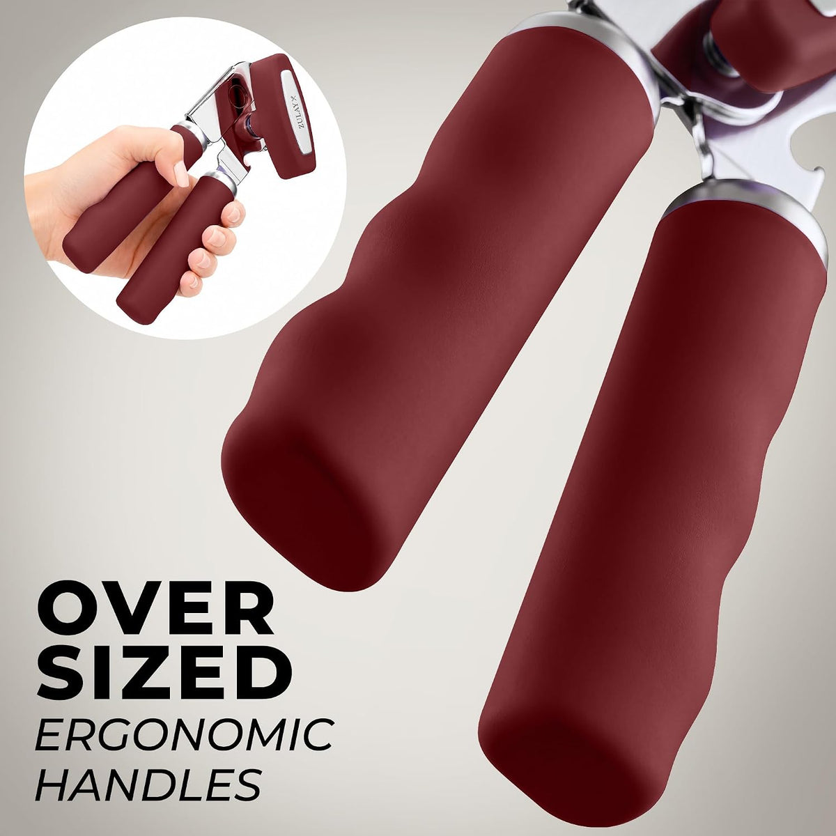 Manual Can Opener Heavy Duty Patented Stainless Steel, Ruby - Colors A