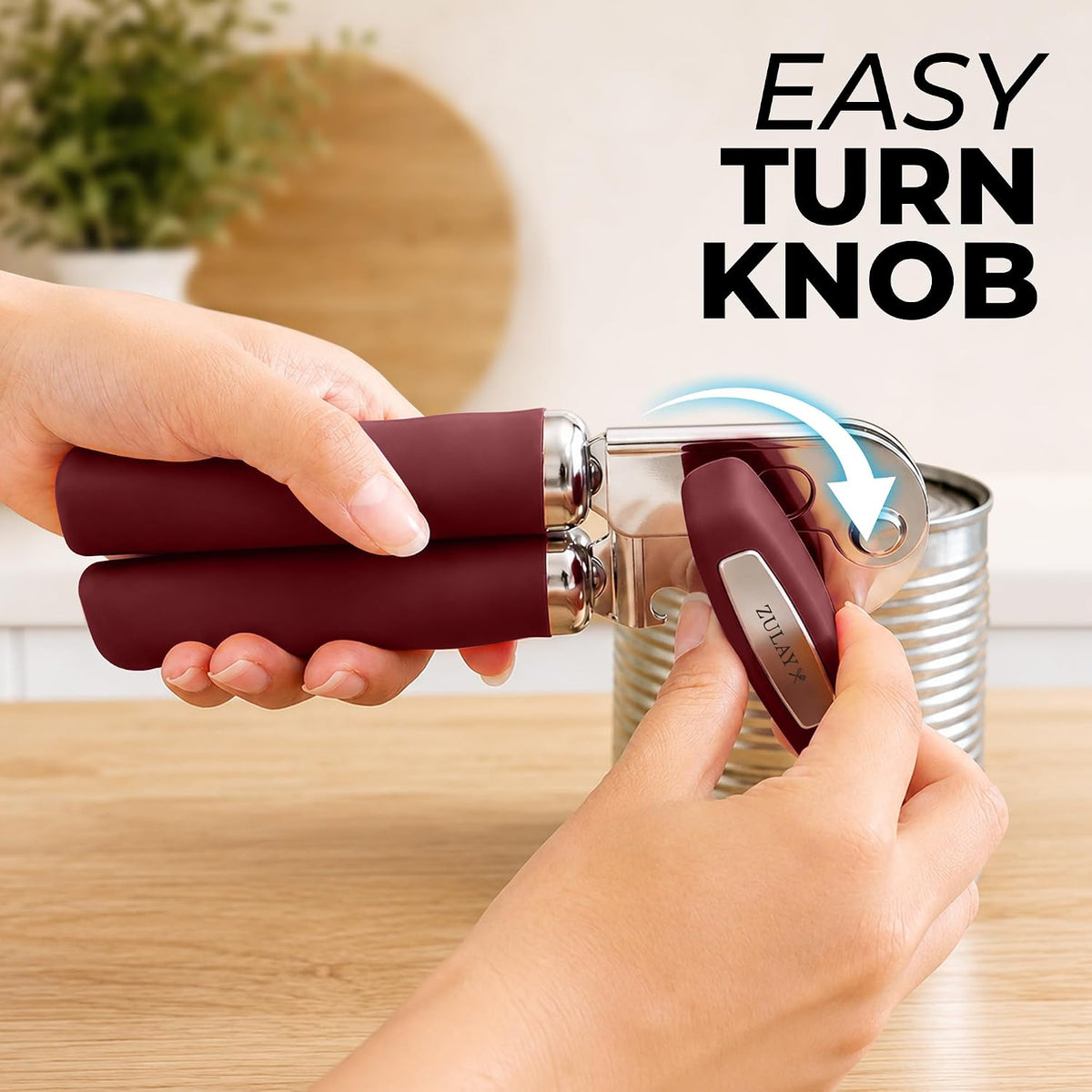 Manual Can Opener Heavy Duty Patented Stainless Steel, Ruby - Colors A