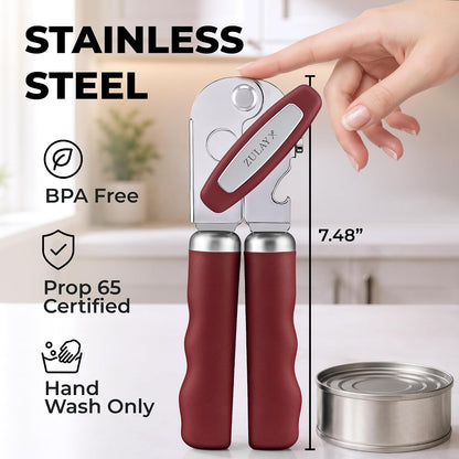 Manual Can Opener Heavy Duty Patented Stainless Steel, Ruby - Colors A