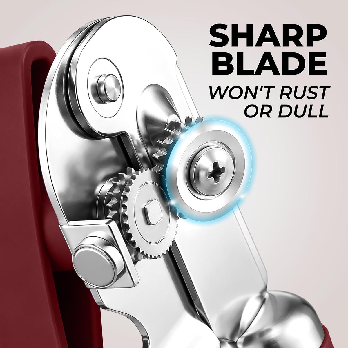 Manual Can Opener Heavy Duty Patented Stainless Steel, Ruby - Colors A