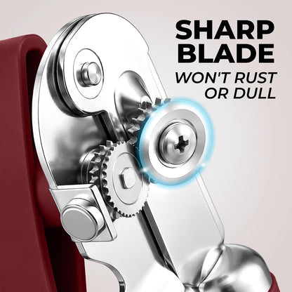 Manual Can Opener Heavy Duty Patented Stainless Steel, Ruby - Colors A