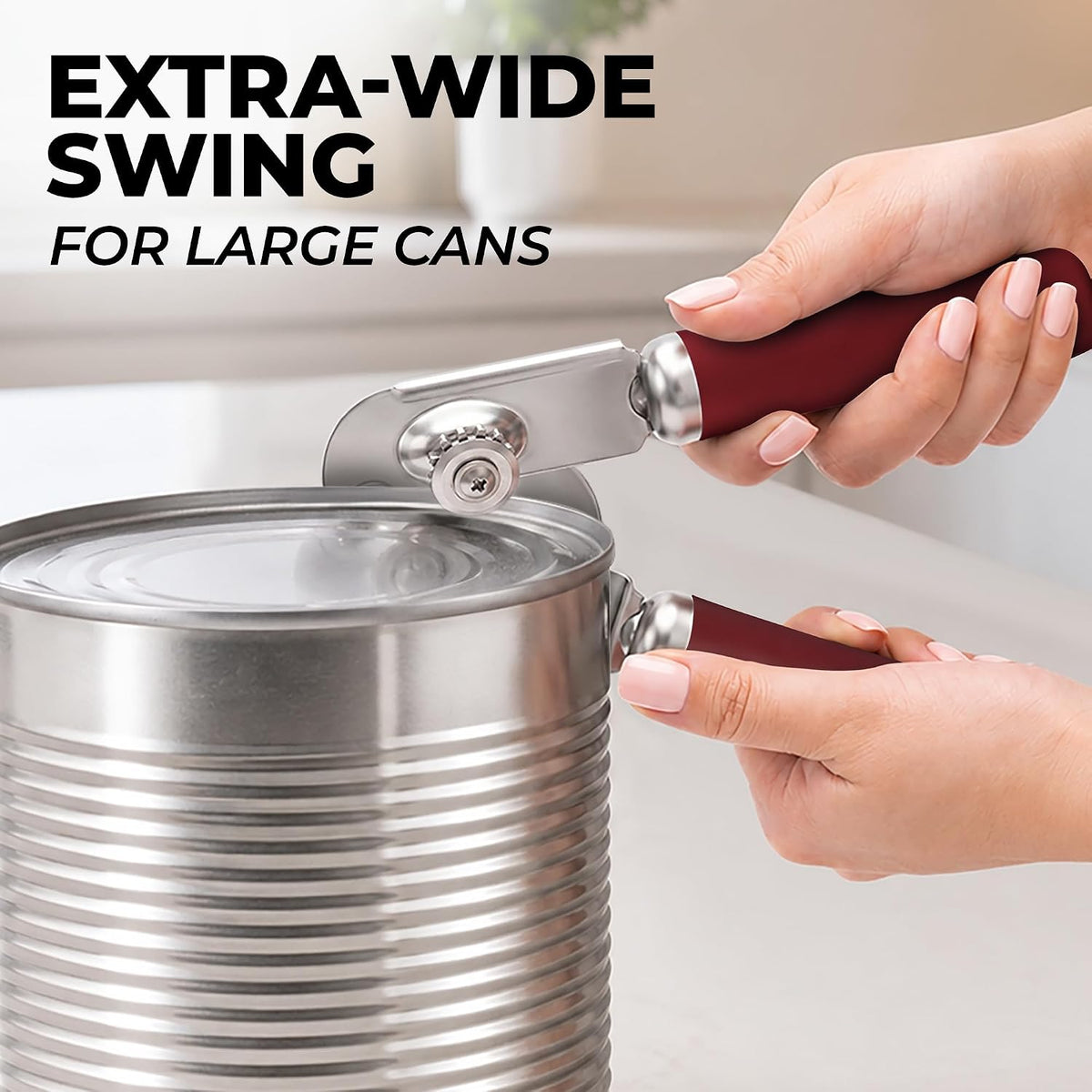Manual Can Opener Heavy Duty Patented Stainless Steel, Ruby - Colors A