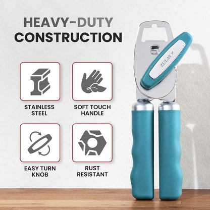 Manual Can Opener Heavy Duty Patented Stainless Steel, Ruby - Colors A