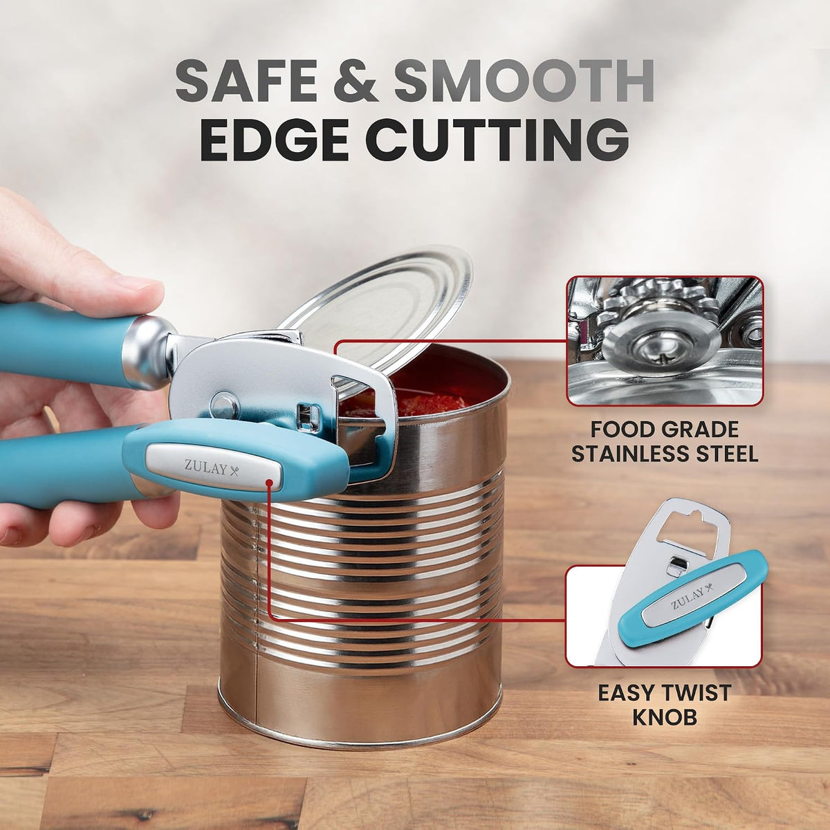 Manual Can Opener Heavy Duty Patented Stainless Steel, Ruby - Colors A