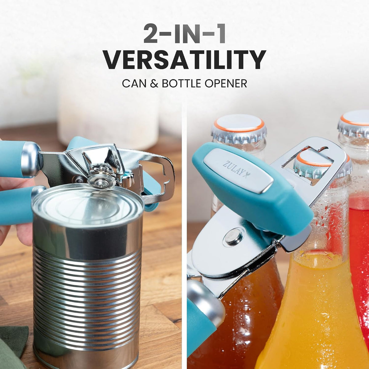 Manual Can Opener Heavy Duty Patented Stainless Steel, Ruby - Colors A