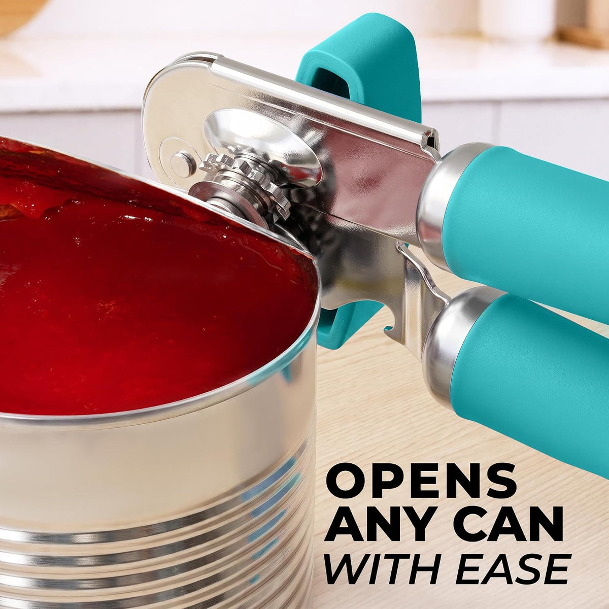 Manual Can Opener Heavy Duty Patented Stainless Steel, Ruby - Colors A