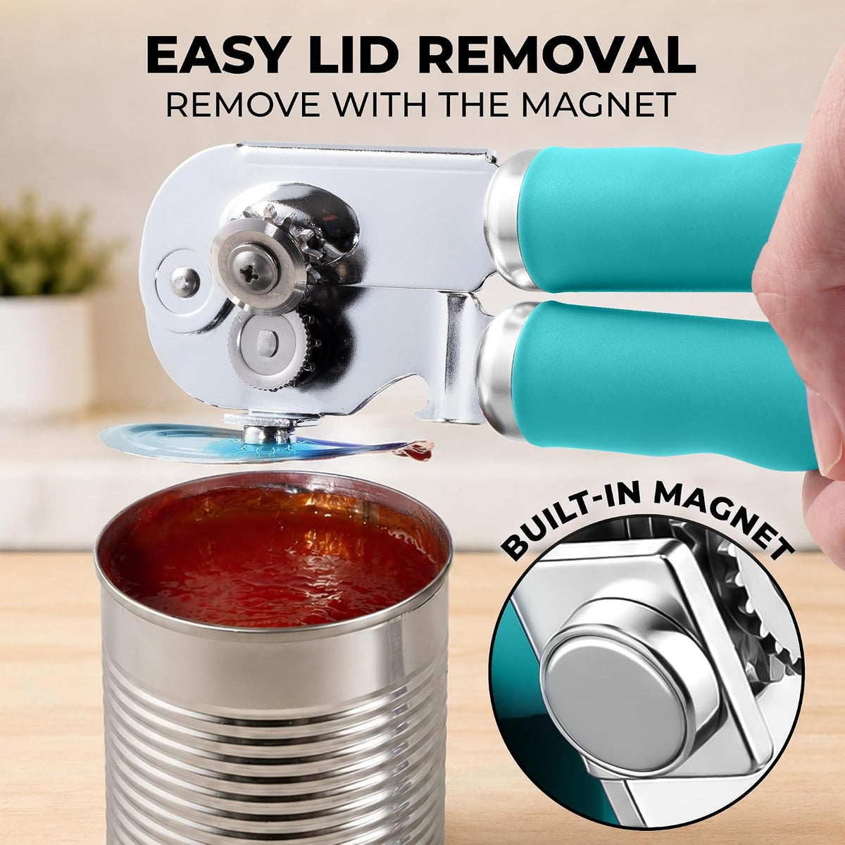 Manual Can Opener Heavy Duty Patented Stainless Steel, Ruby - Colors A