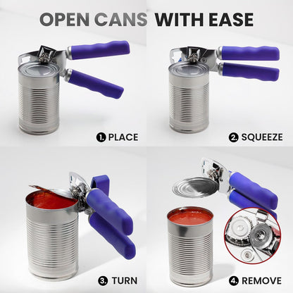 Manual Can Opener Heavy Duty Patented Stainless Steel, Ruby - Colors A