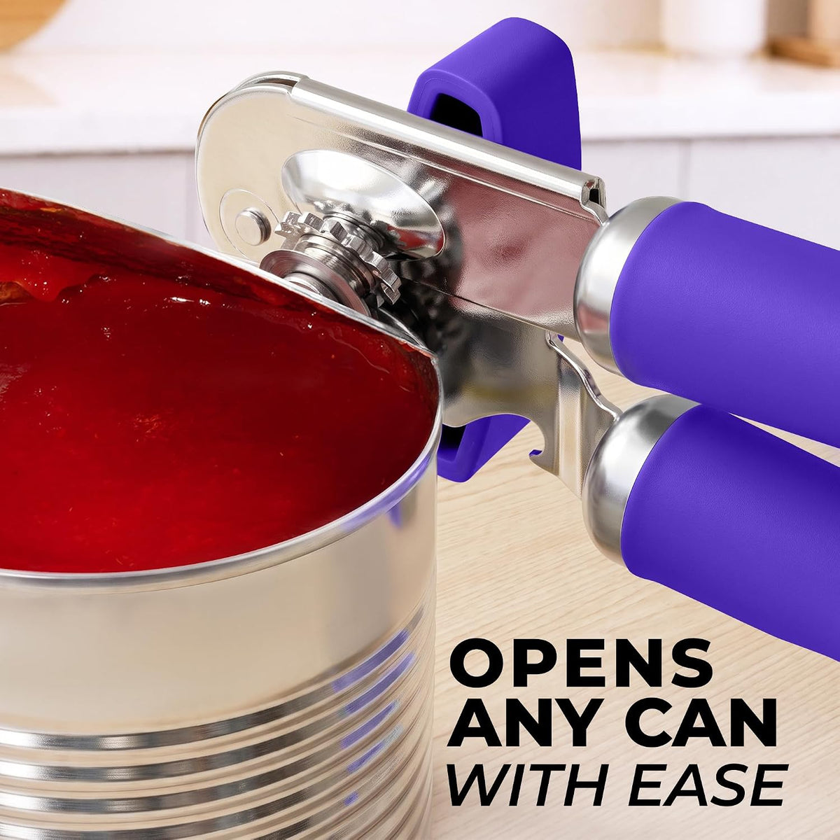 Manual Can Opener Heavy Duty Patented Stainless Steel, Ruby - Colors A