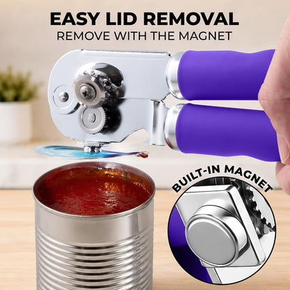 Manual Can Opener Heavy Duty Patented Stainless Steel, Ruby - Colors A