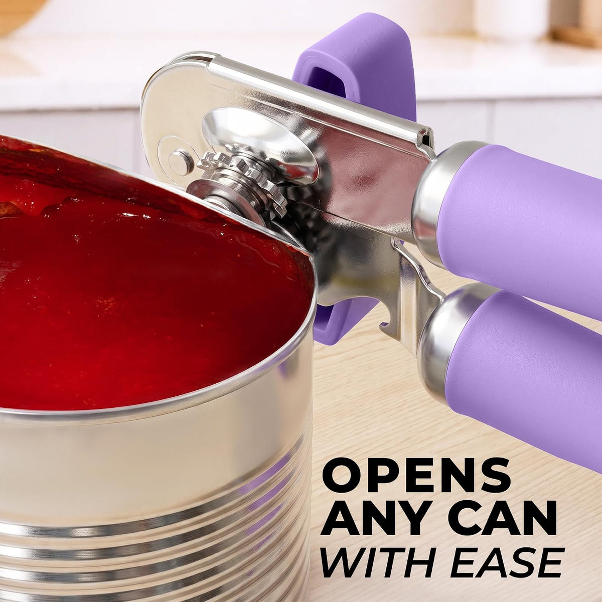 Manual Can Opener Heavy Duty Patented Stainless Steel, Ruby - Colors A