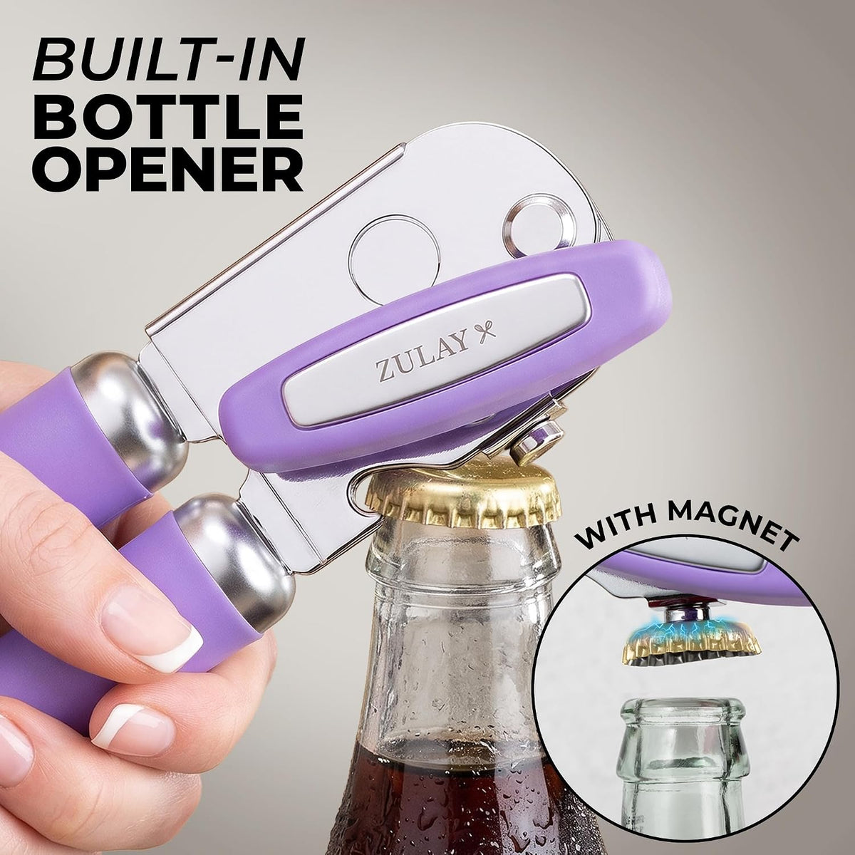 Manual Can Opener Heavy Duty Patented Stainless Steel, Ruby - Colors A