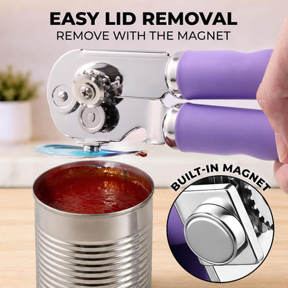 Manual Can Opener Heavy Duty Patented Stainless Steel, Ruby - Colors A