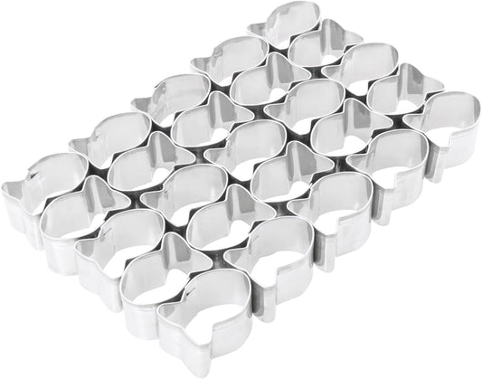 25PCS Stainless Steel Mini Goldfish Cookie Cutter Set Cookie Embossing Baking Tool Pastry Non Stick Dough Tool with Cleaning Brush For DIY Creative Projects