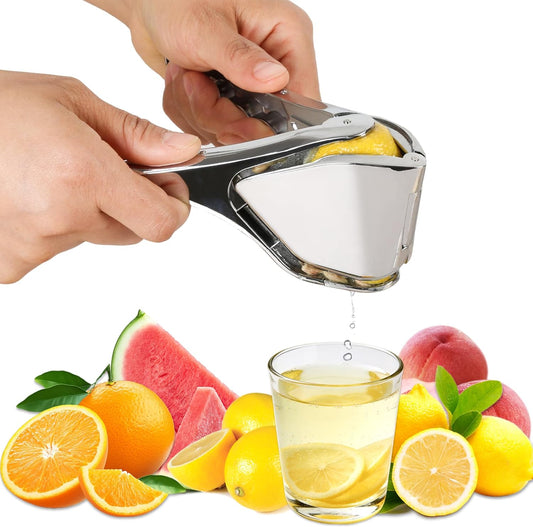 Lemon Squeezer, Stainless Steel Hand Flat Manual Juicer, Lime Press Handheld, Easy to Use Fruit Citrus Press for Lemons, Citrus, Lime, Orange (Silver)