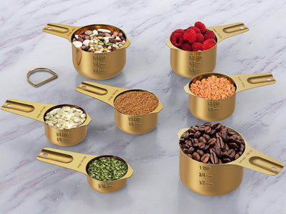 Measuring Cups & Spoons Set of 21 - Includes 7 Stainless Steel Nesting Cups, 8 Measuring Spoons, 1 Leveler & 5 Mini Measuring Spoons, Ideal for Dry and Liquid Ingredients
