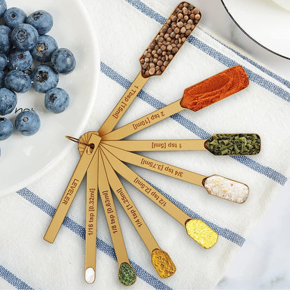 Measuring Cups & Spoons Set of 21 - Includes 7 Stainless Steel Nesting Cups, 8 Measuring Spoons, 1 Leveler & 5 Mini Measuring Spoons, Ideal for Dry and Liquid Ingredients