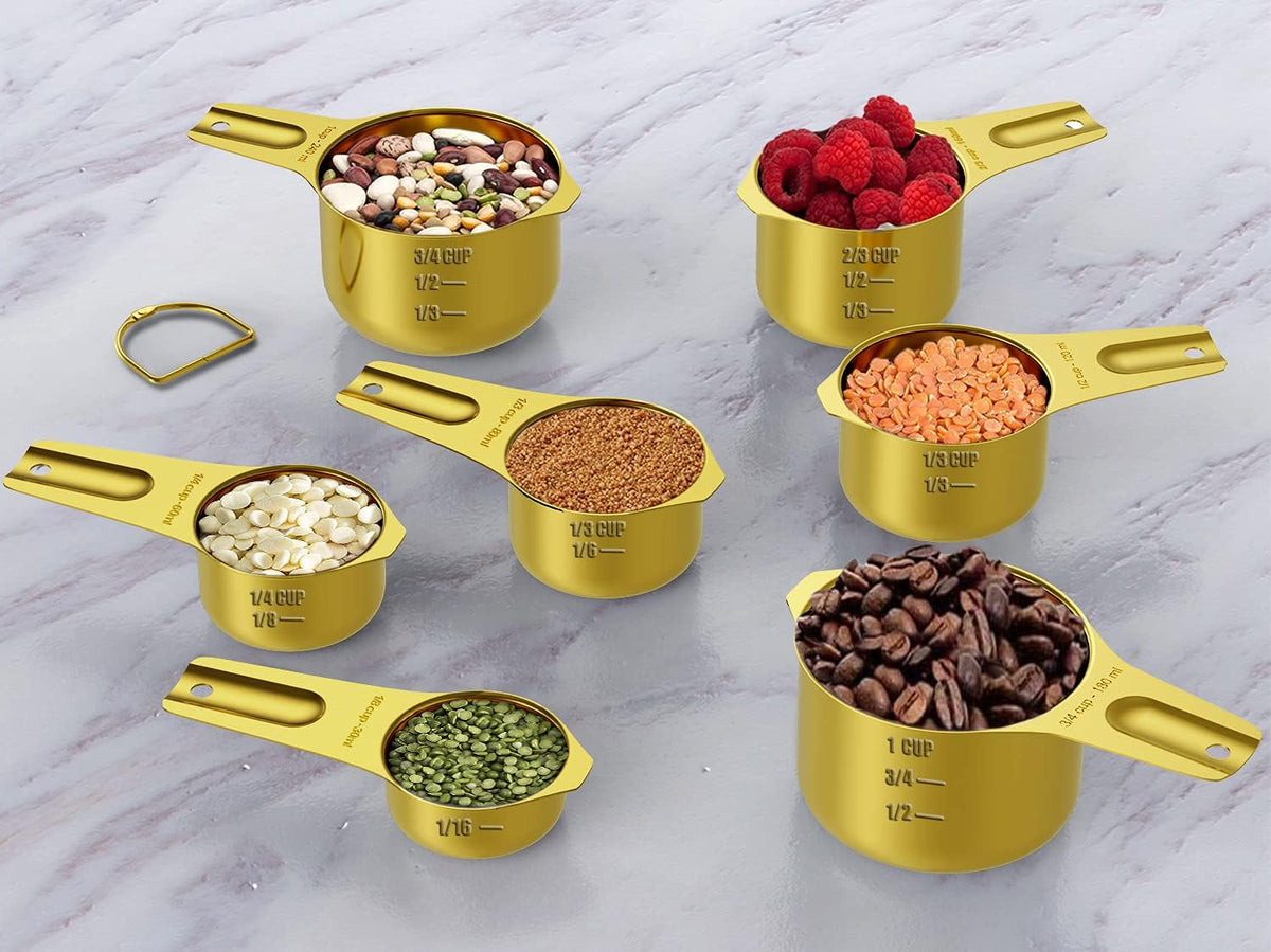 Measuring Cups & Spoons Set of 21 - Includes 7 Stainless Steel Nesting Cups, 8 Measuring Spoons, 1 Leveler & 5 Mini Measuring Spoons, Ideal for Dry and Liquid Ingredients