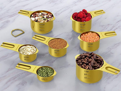 Measuring Cups & Spoons Set of 21 - Includes 7 Stainless Steel Nesting Cups, 8 Measuring Spoons, 1 Leveler & 5 Mini Measuring Spoons, Ideal for Dry and Liquid Ingredients