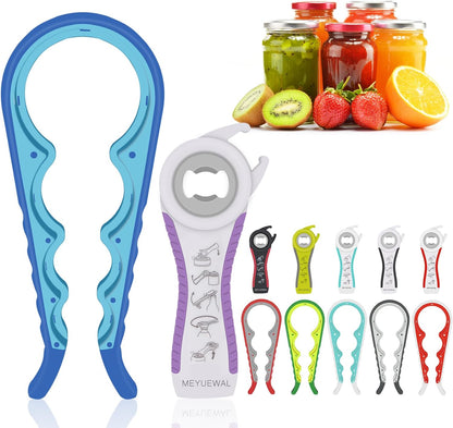 6 in 1 Lid Opener - Bottle, Jar, & Can Opener for Seniors with Arthritis or Weak Hands - Heavy Duty & Smooth Edge, Red