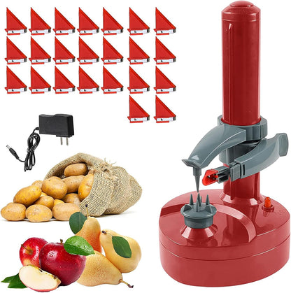 Electric Potato Peeler with 23 Replacement Blades Rotato Express Stainless Steel Automatic Rotating Fruits Fruit Potato Peeler Vegetables Cutter Apple Paring Machine Kitchen Peeling Tool