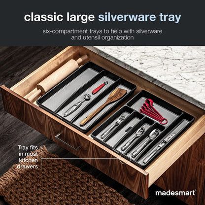 Classic 6 Compartment Silverware Tray, Granite
