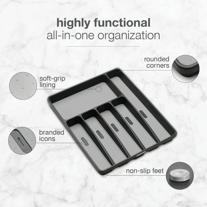 Classic 6 Compartment Silverware Tray, Granite
