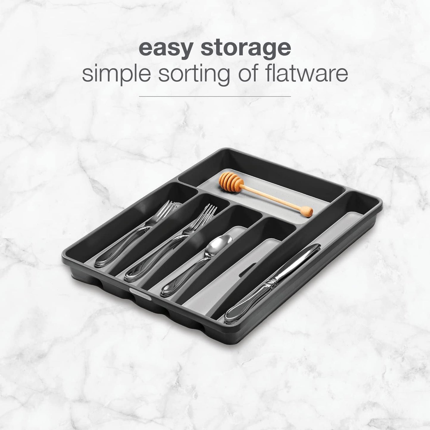 Classic 6 Compartment Silverware Tray, Granite