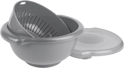 Hutzler 3-in-1 Berry Bowl Keeper, Colander & Container, Keeps Berries Fresh Longer, 1 Quart Capacity (Gray)